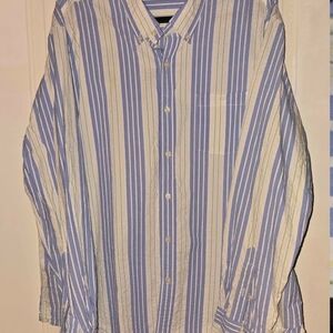 Blue and White Striped Men's Shirt